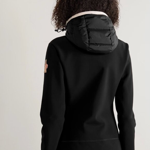 Hooded paneled twill and quilted stretch-shell down jacket - Picture 3 of 15